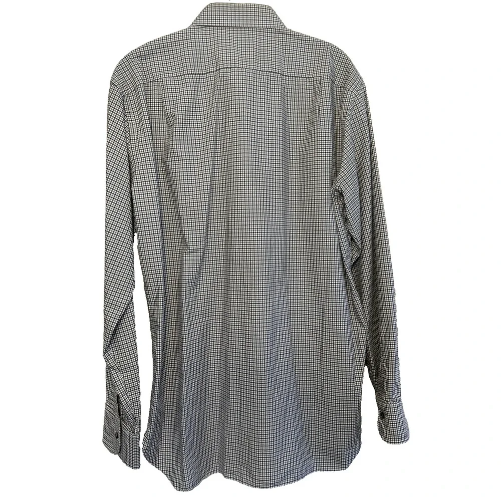 Ermenegildo Zegna Dress Shirt Men US 16 EU 41 Regular Black Gray Check Designer
